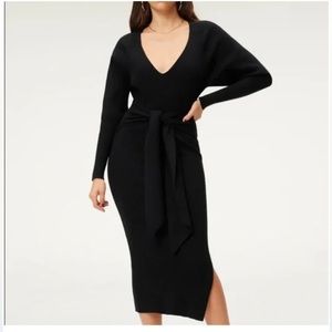 NWOT Good American LS Belted Ribbed Body Dress size 00/0